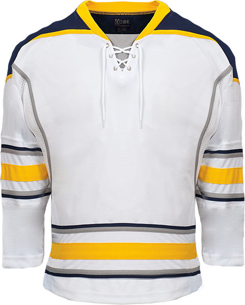 KOBE K3G NHL PRO STYLE BUFFALO 3RD WHITE HOCKEY JERSEY