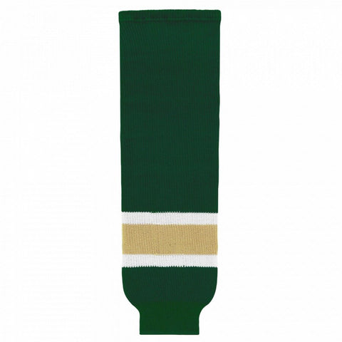 Striped Wool Knit Hockey Socks-Dark Green/white/vegas