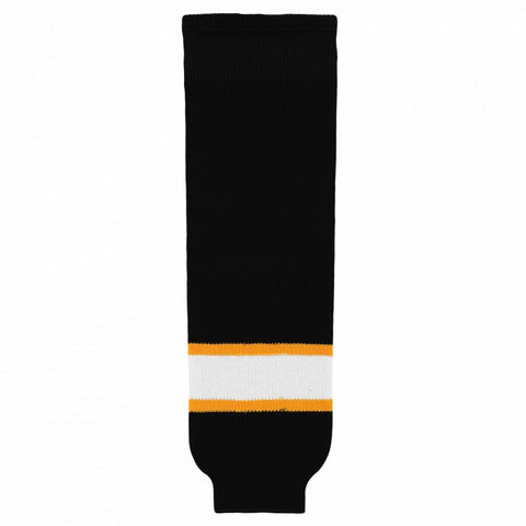 Striped Wool Knit Hockey Socks-Boston Black