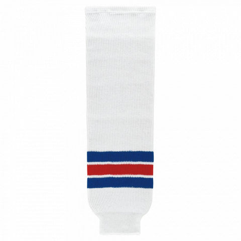 Striped Wool Knit Hockey Socks-New York Rangers White