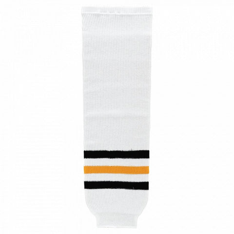 Striped Wool Knit Hockey Socks-Pittsburgh White