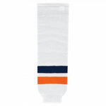 Striped Wool Knit Hockey Socks-New York Islanders White