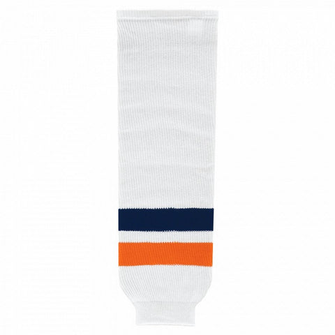 Striped Wool Knit Hockey Socks-New York Islanders White