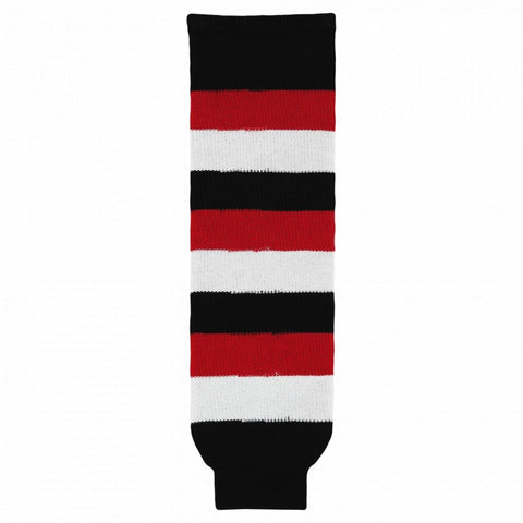 Striped Wool Knit Hockey Socks-67's Away (Ottawa)