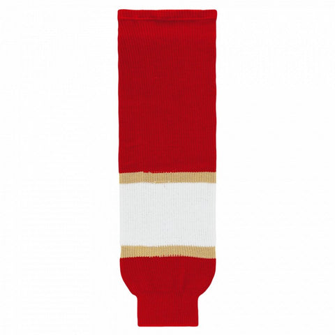 Striped Wool Knit Hockey Socks-2016 Florida Red