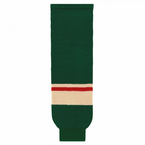 Striped Wool Knit Hockey Socks-2017 Minnesota Dark Green