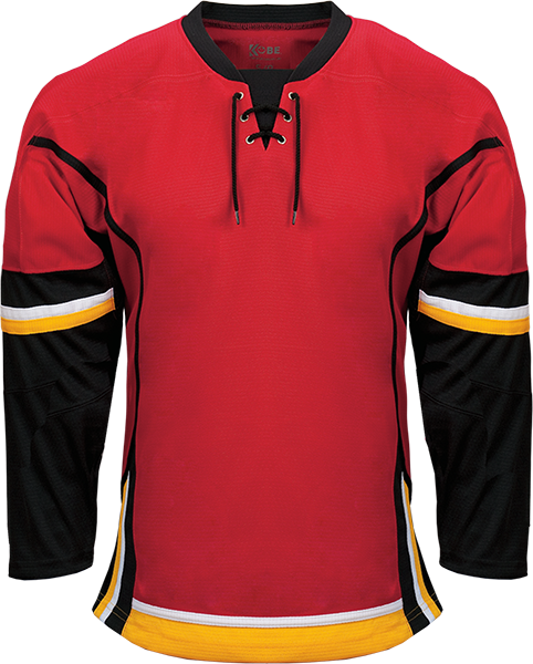 KOBE K3G NHL PRO STYLE CALGARY AWAY RED HOCKEY JERSEY