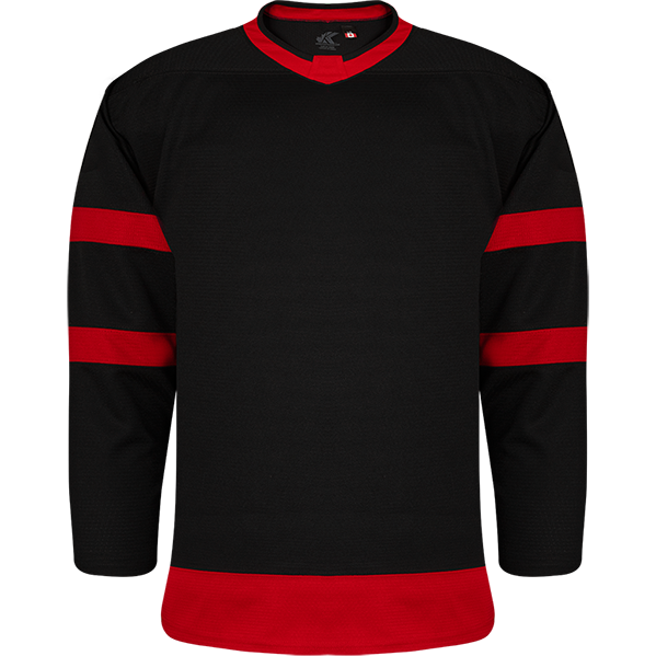 Red and 2024 black hockey jersey