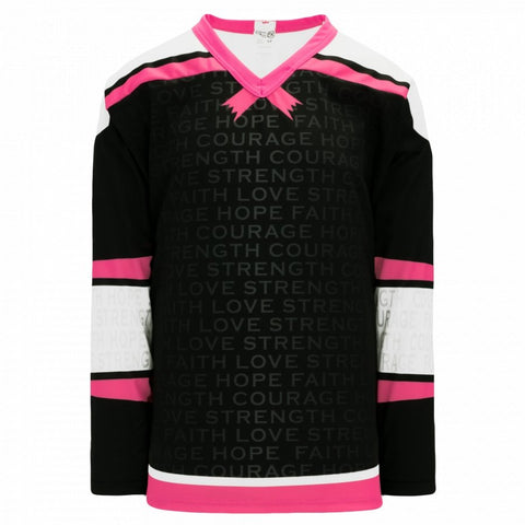 Athletic Knit NHL Pro Style Hockey Breast Cancer Awareness Black-AKC