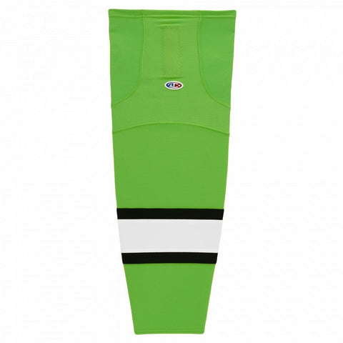 Pro Knit Striped Hockey Socks-Lime green/black/white