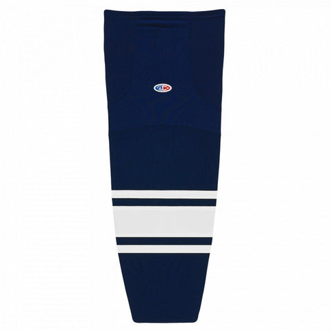 Pro Knit Striped Hockey Socks-Navy/white