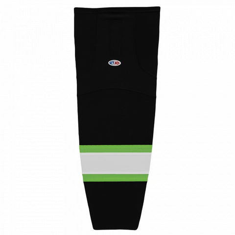 Pro Knit Striped Hockey Socks-Black/lime green/white