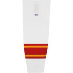Pro Knit Striped Hockey Socks-2021 Calgary White