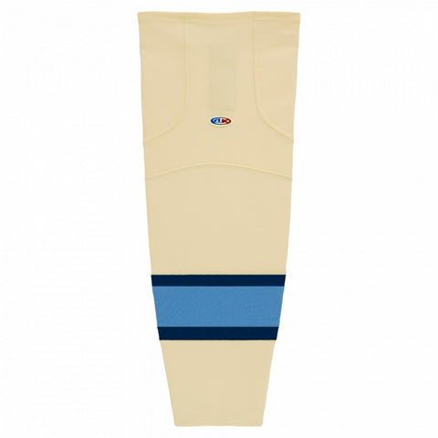 Pro Knit Striped Hockey Socks-Sand/navy/sky