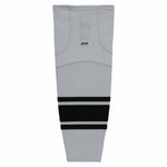 Pro Knit Striped Hockey Socks-Grey/black