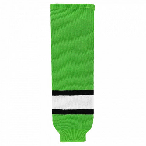 Striped Wool Knit Hockey Socks-Lime Green Black