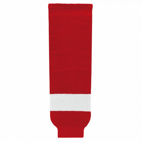 Striped Wool Knit Hockey Socks-Detroit Red