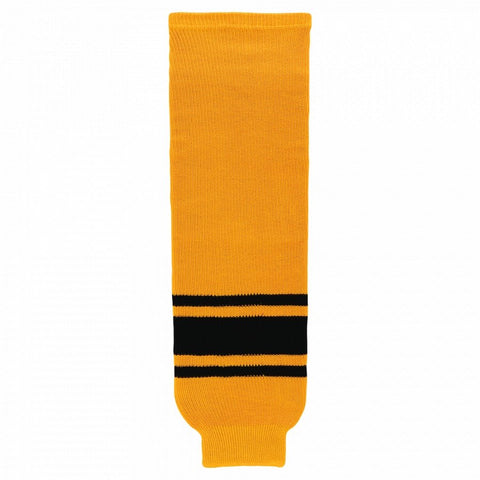 Striped Wool Knit Hockey Socks-Gold/Black