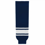 Striped Wool Knit Hockey Socks-Navy/White