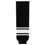 Striped Wool Knit Hockey Socks-Black/White