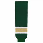 Striped Wool Knit Hockey Socks-Dark Green/white/vegas