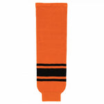 Striped Wool Knit Hockey Socks-Orange/black