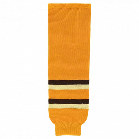 Striped Wool Knit Hockey Socks-Boston Winter Classic Gold