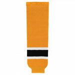Striped Wool Knit Hockey Socks-Boston Gold