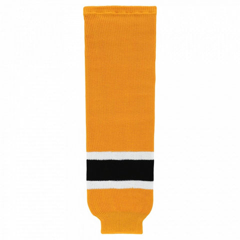 Striped Wool Knit Hockey Socks-Boston Gold
