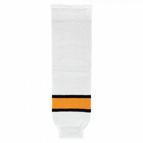 Striped Wool Knit Hockey Socks-Boston White