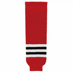 Striped Wool Knit Hockey Socks-Chicago Red
