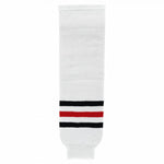 Striped Wool Knit Hockey Socks-Chicago White