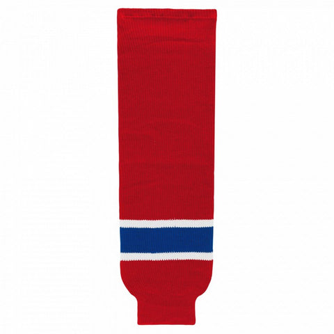 Striped Wool Knit Hockey Socks-Montreal Red
