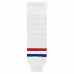Striped Wool Knit Hockey Socks-Montreal White