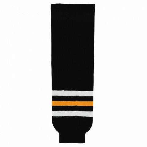 Striped Wool Knit Hockey Socks-Pittsurgh Black