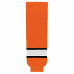 Striped Wool Knit Hockey Socks-Orange/black/white
