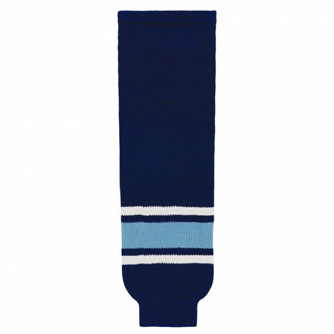 Striped Wool Knit Hockey Socks-Maine Navy