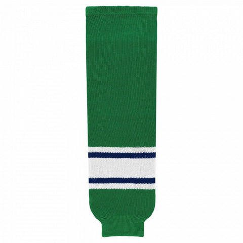 Striped Wool Knit Hockey Socks-Kelly/royal/white