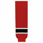 Striped Wool Knit Hockey Socks-New Jersey Red