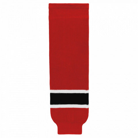Striped Wool Knit Hockey Socks-New Jersey Red