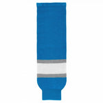 Striped Wool Knit Hockey Socks-Pro Blue/grey/white