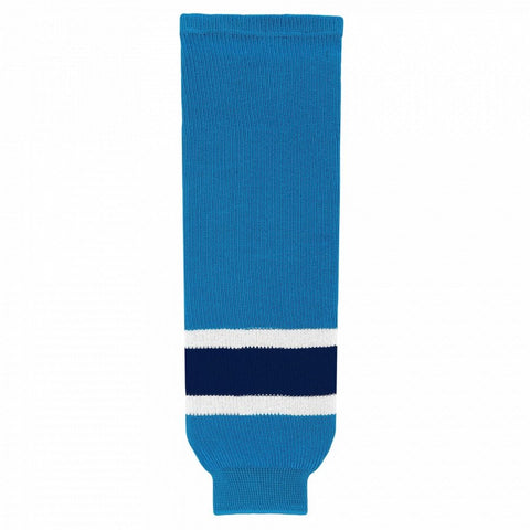 Striped Wool Knit Hockey Socks-Pro Blue/white/navy