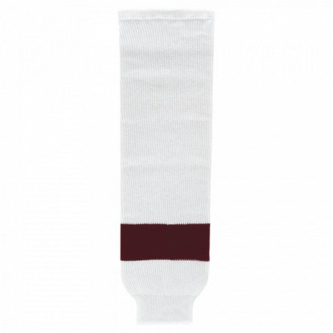 Striped Wool Knit Hockey Socks-Peterborough White