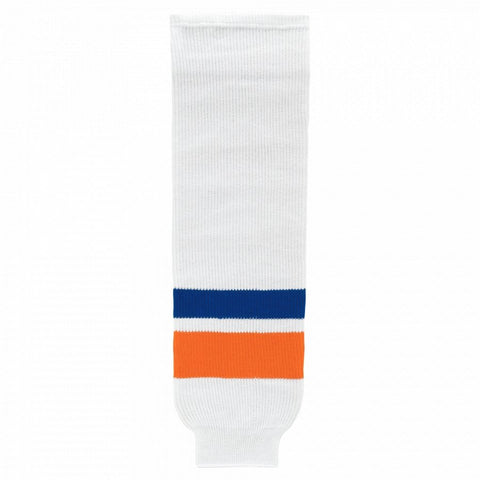 Striped Wool Knit Hockey Socks-2010 New York Islanders White