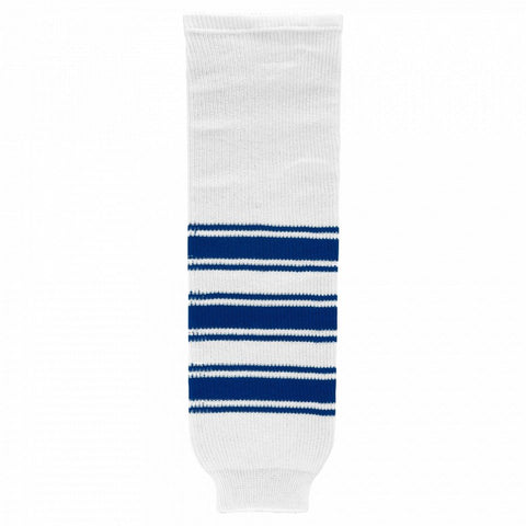 Striped Wool Knit Hockey Socks-New Toronto White