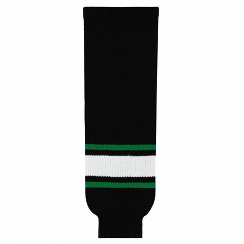Striped Wool Knit Hockey Socks-Dallas Black
