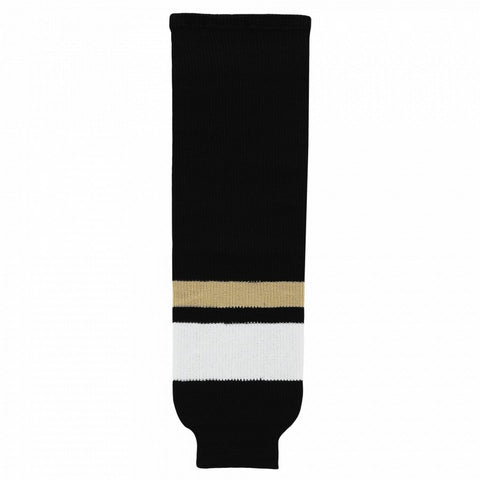 Striped Wool Knit Hockey Socks-New Pittsburgh 3rd Black