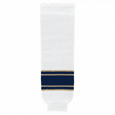 Striped Wool Knit Hockey Socks-Notre Dame White