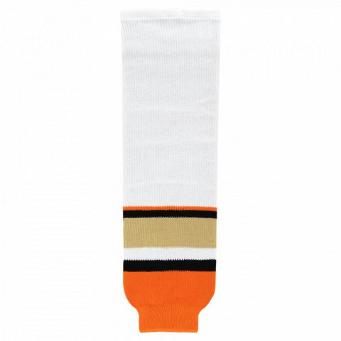 Striped Wool Knit Hockey Socks-2014 Anaheim White