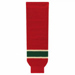 Striped Wool Knit Hockey Socks-2007 Minnesota Red